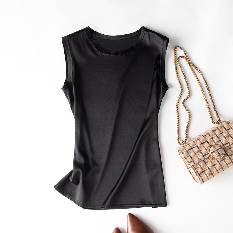 Женская летняя шелковая майка - однотонный топ без рукавов из тутового шелка XXL чёрный
Женская летняя шелковая майка - однотонный топ без рукавов из тутового шелка XXL чёрный