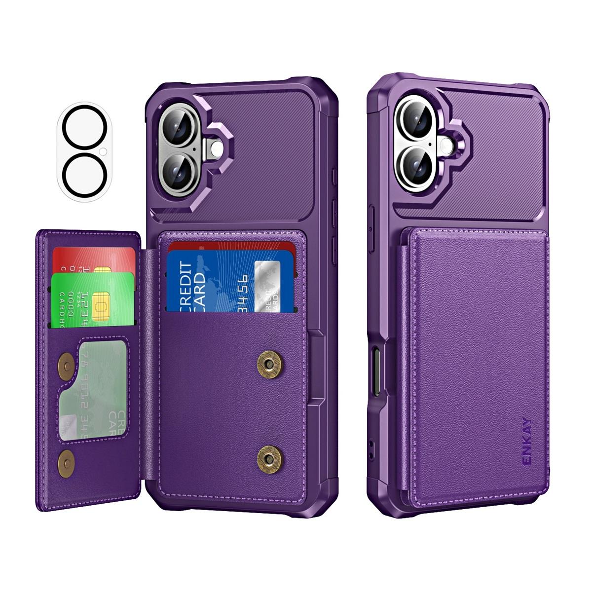 For iPhone 16 Plus ENKAY Hat-Prince Wallet Card Slot Kickstand PU Leather +TPU Back Phone Cover with Camera Lens Film Purple
For iPhone 16 Plus ENKAY Hat-Prince Wallet Card Slot Kickstand PU Leather +TPU Back Phone Cover with Camera Lens Film Purple