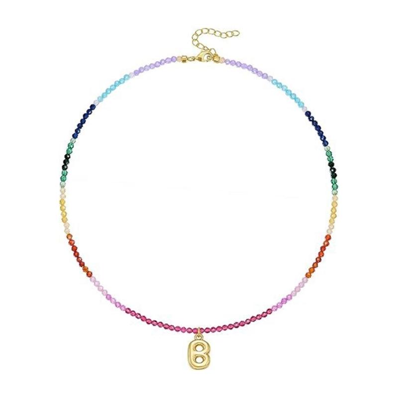 Multilayer Rainbow Gemstones Letter Necklace 14K Gold Plated Adjustable Chain Beach Party Jewelry Gifts Daily Use
Multilayer Rainbow Gemstones Letter Necklace 14K Gold Plated Adjustable Chain Beach Party Jewelry Gifts Daily Use