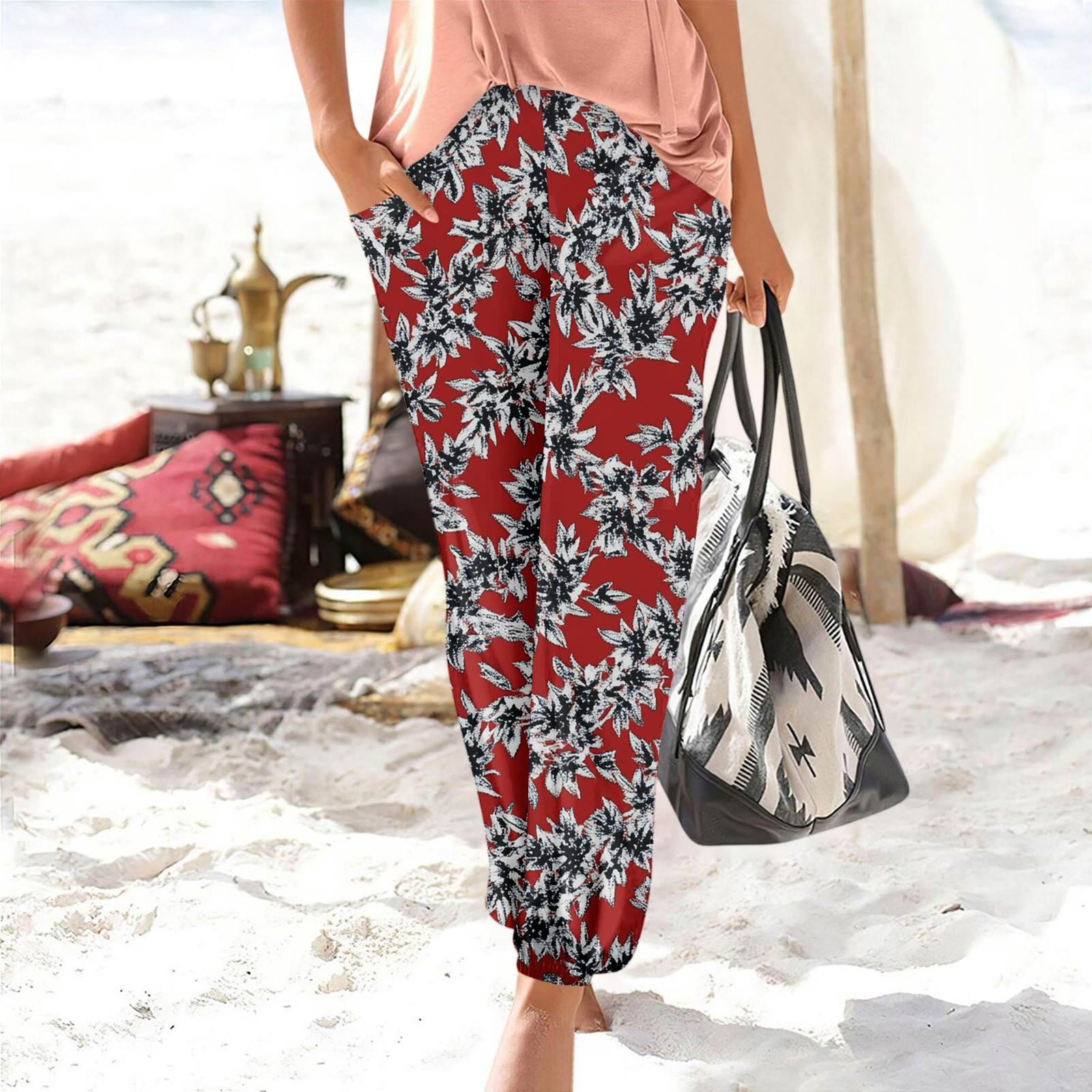 Брюки для женщин, повседневные летние пляжные эластичные свободные брюки с принтом M красный
Брюки для женщин, повседневные летние пляжные эластичные свободные брюки с принтом M красный