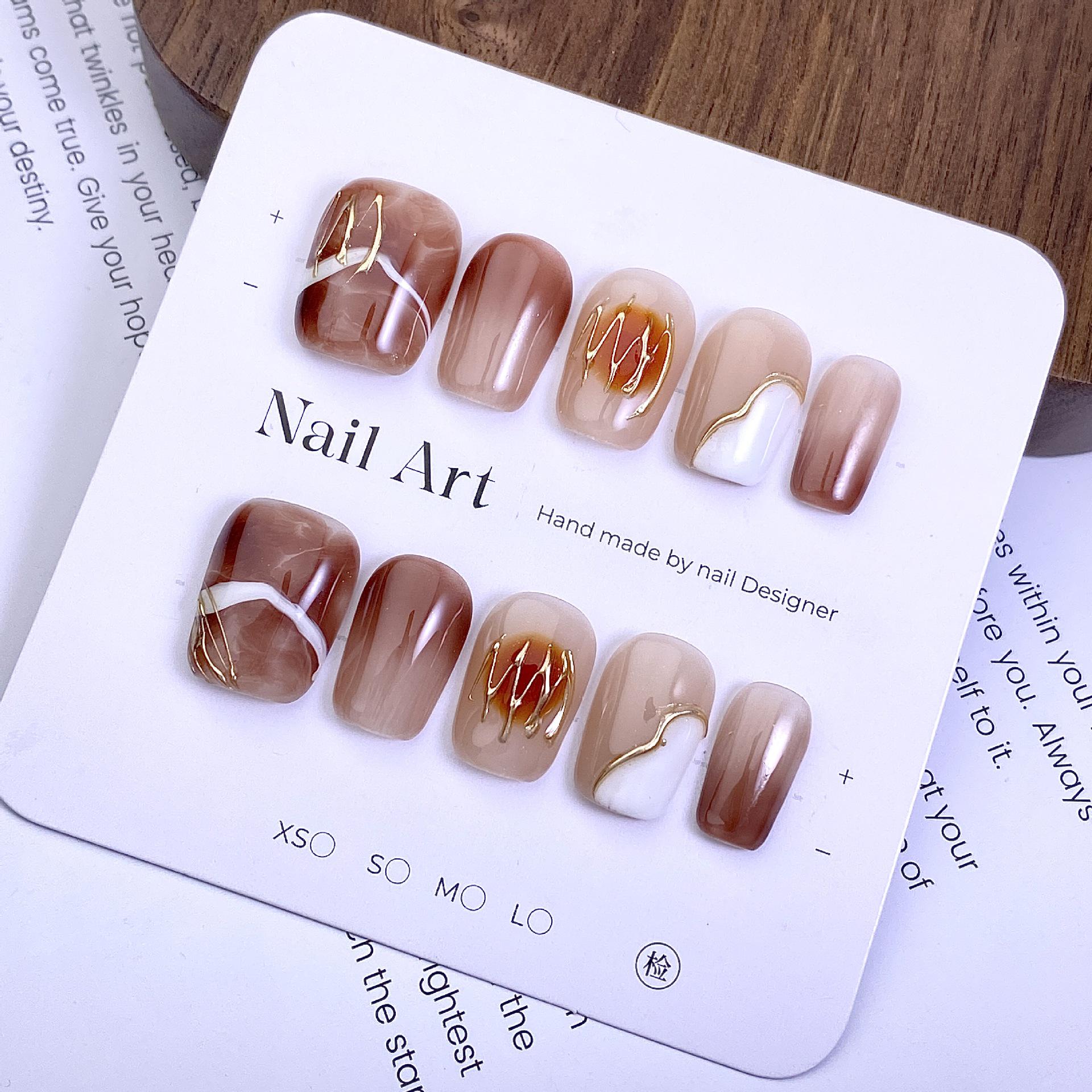 Elegant Brown Gradient Milk Tea Press-On Nails with Gold Bead Accents – Perfect for Autumn/Winter Style Medium
Elegant Brown Gradient Milk Tea Press-On Nails with Gold Bead Accents – Perfect for Autumn/Winter Style Medium