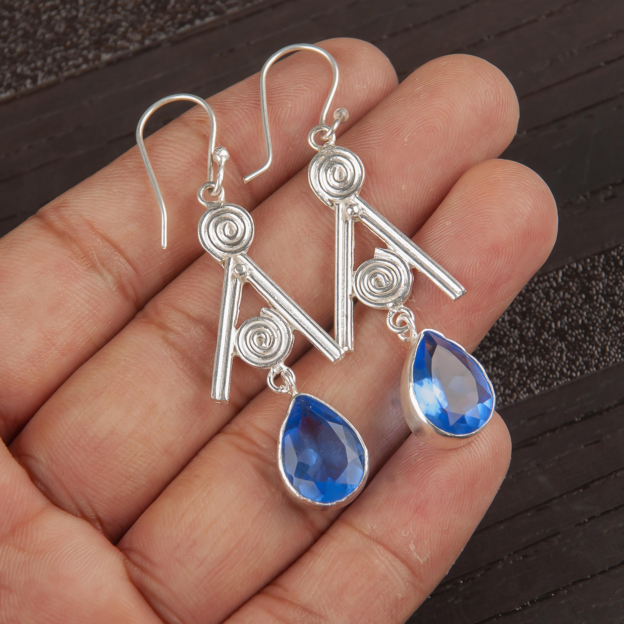 London Blue Topaz Gemstone Jewelry, 925 Solid Sterling Silver Earrings, Handmade Glamorous Earrings For Wedding Gift 2.4 Inches синий
London Blue Topaz Gemstone Jewelry, 925 Solid Sterling Silver Earrings, Handmade Glamorous Earrings For Wedding Gift 2.4 Inches синий