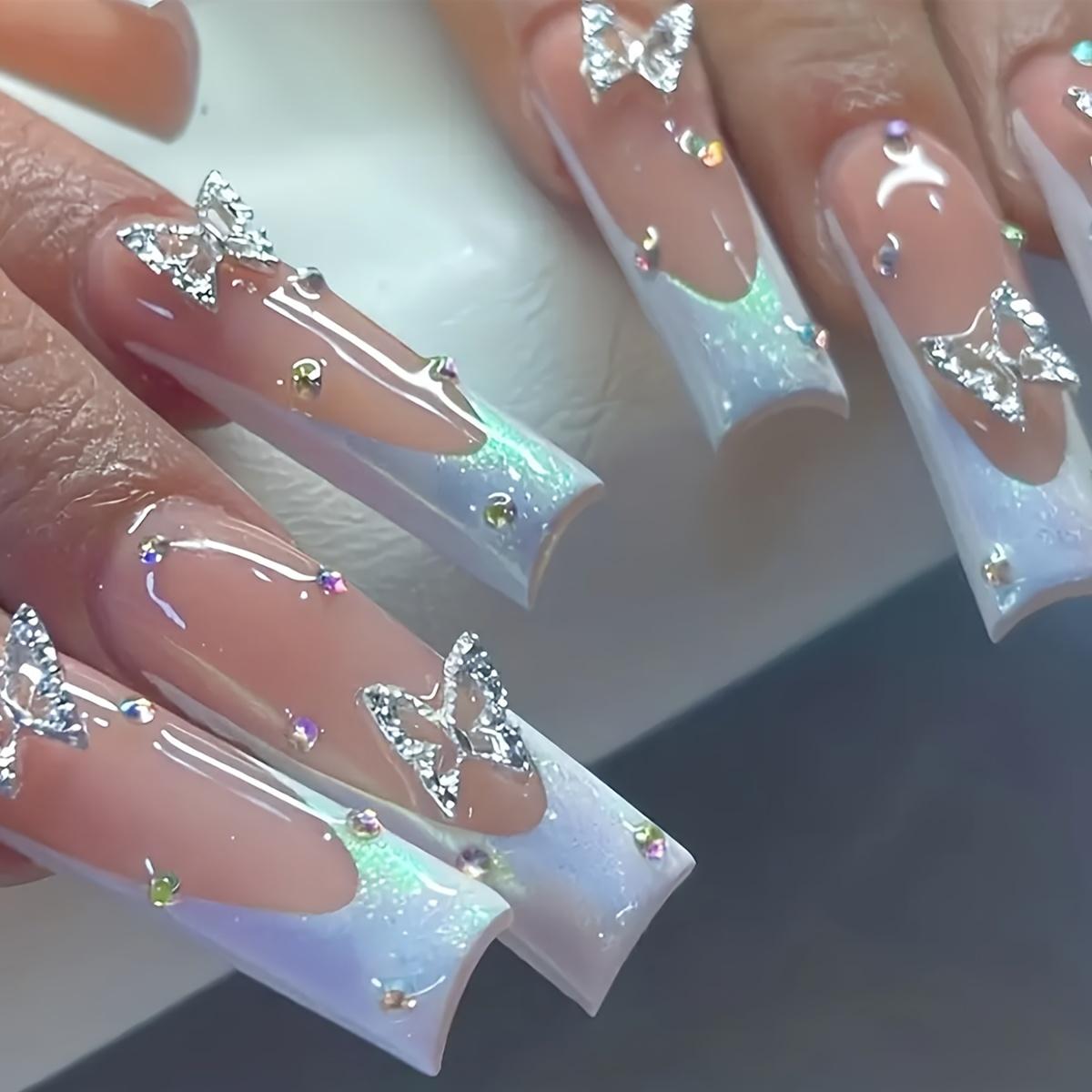 24 шт. Глянцеві довгі квадратні накладні нігті, білі французькі наконечники на нігтях із дизайном із стразами у вигляді метеликів, накладні нігті з повним покриттям у мінімалістичному стилі
24 шт. Глянцеві довгі квадратні накладні нігті, білі французькі наконечники на нігтях із дизайном із стразами у вигляді метеликів, накладні нігті з повним покриттям у мінімалістичному стилі