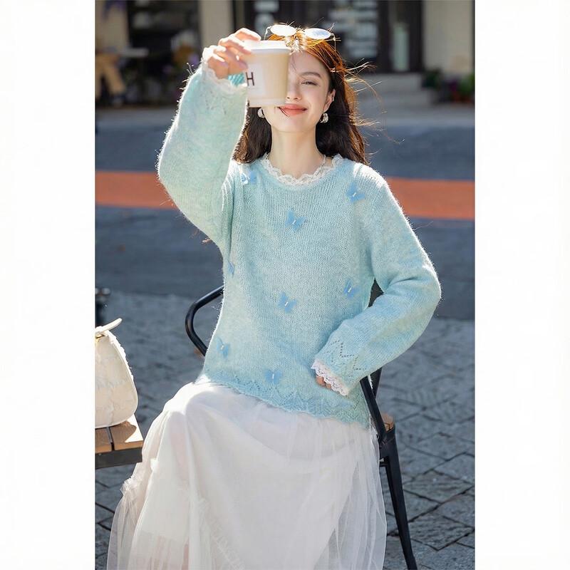Moka na Women s French Lace Long-Sleeved Knit Sweater One Size
Moka na Women s French Lace Long-Sleeved Knit Sweater One Size