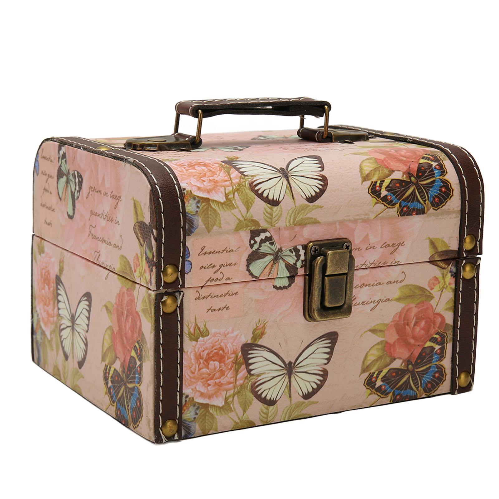 Treasure Chest Box Pink Butterfly Pattern Exquisite Retro Wooden PU Leather Storage Box for Girl Women
Treasure Chest Box Pink Butterfly Pattern Exquisite Retro Wooden PU Leather Storage Box for Girl Women