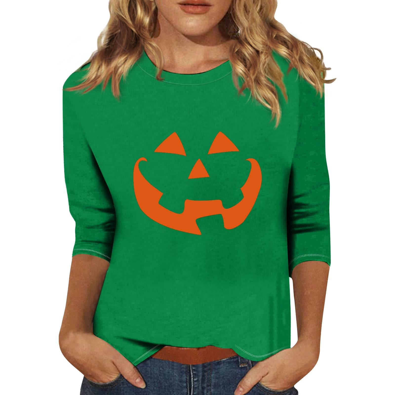 Women s Fashion Casual Three-Quarter Sleeve Halloween Print Round Neck T-Shirt Top XXL зелений
Women s Fashion Casual Three-Quarter Sleeve Halloween Print Round Neck T-Shirt Top XXL зелений