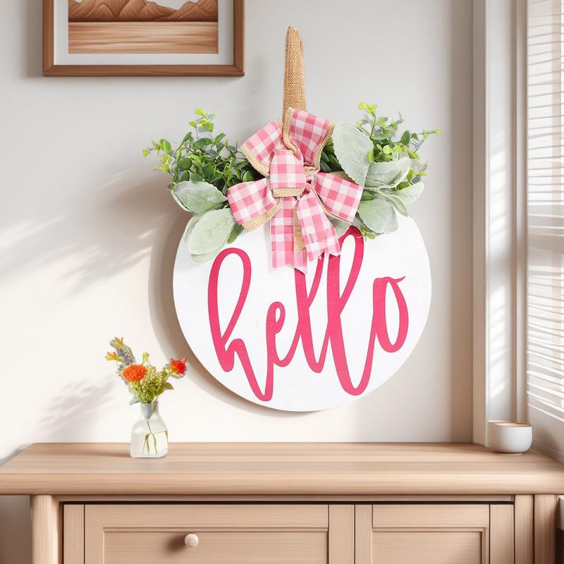 Wooden Round Welcome Sign Door Hanger with Bow Wreath Decoration for Home Entrance Type A
Wooden Round Welcome Sign Door Hanger with Bow Wreath Decoration for Home Entrance Type A