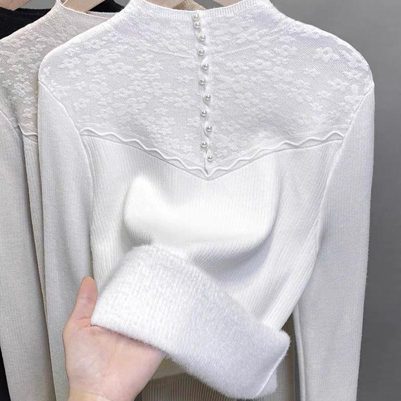 Thickened one-piece velvet semi-turtleneck knitted sweater for women s autumn and winter new lace thermal top bottoming shirt for women One Size
Thickened one-piece velvet semi-turtleneck knitted sweater for women s autumn and winter new lace thermal top bottoming shirt for women One Size