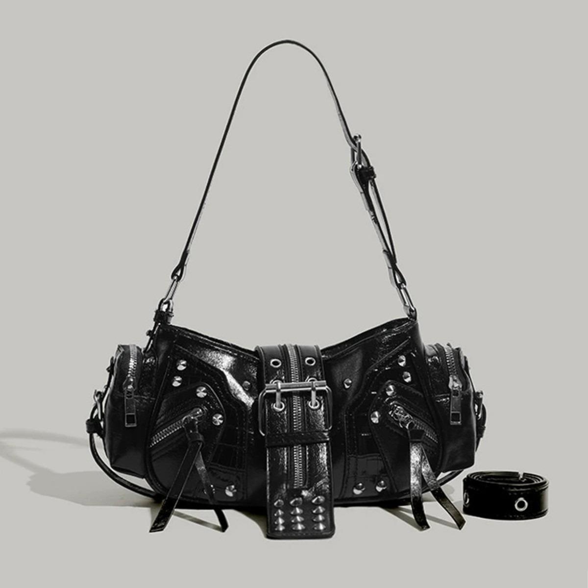 European and American Fashion Personality IN Rivet Tassel Hot Girl Motorcycle Retro Versatile Commuter Underarm Handbag Single Shoulder Crossbody Bag чорний
European and American Fashion Personality IN Rivet Tassel Hot Girl Motorcycle Retro Versatile Commuter Underarm Handbag Single Shoulder Crossbody Bag чорний