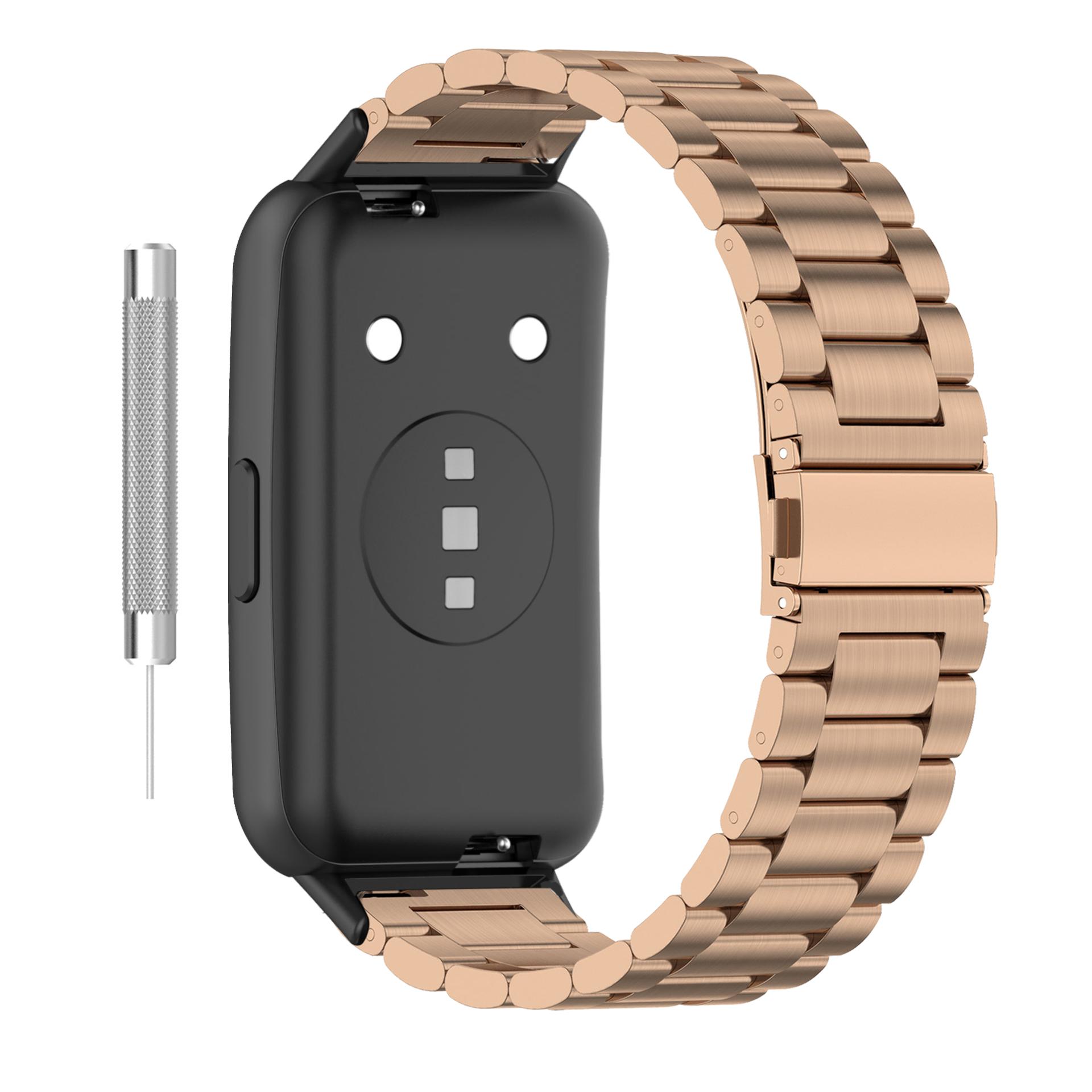 For Huawei Band 7 Stainless Steel Smart Watch Band Three Beads Replacement Strap with Folding Buckle Rose Gold
For Huawei Band 7 Stainless Steel Smart Watch Band Three Beads Replacement Strap with Folding Buckle Rose Gold