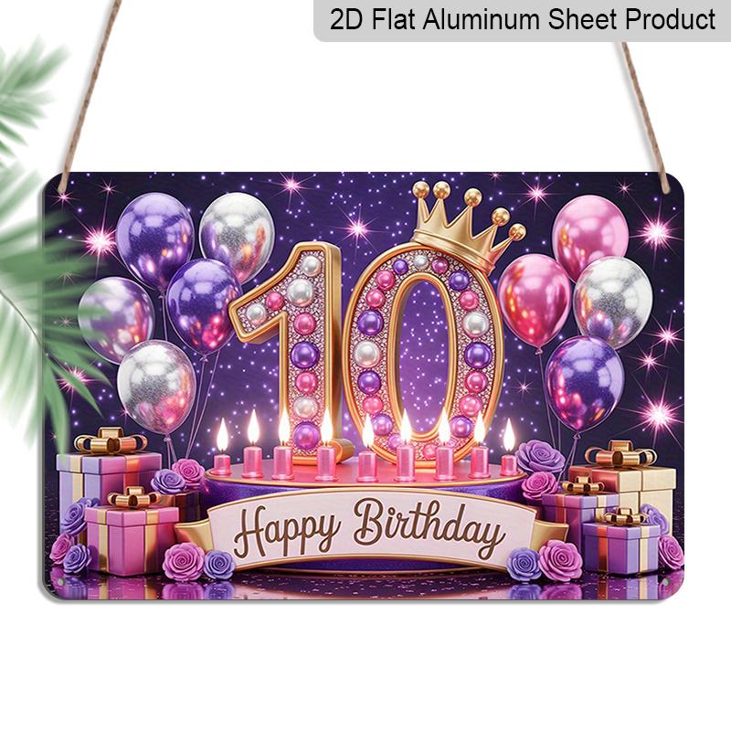 2D Flat, 1pc Happy 10th Birthday Purple & Pink Plaque - 10th Birthday Decor Sign with Number & Balloons, Purple & Pink - Aluminium Wall Hanging 20*30cm
2D Flat, 1pc Happy 10th Birthday Purple & Pink Plaque - 10th Birthday Decor Sign with Number & Balloons, Purple & Pink - Aluminium Wall Hanging 20*30cm