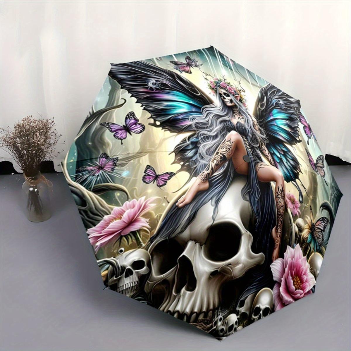 Automatic Open/Close Umbrella with Fairy, Skull, Butterflies & Floral Design - Gothic Fairy Umbrella, Compact Folding Umbrella (as the picture,iron&8K)
Automatic Open/Close Umbrella with Fairy, Skull, Butterflies & Floral Design - Gothic Fairy Umbrella, Compact Folding Umbrella (as the picture,iron&8K)