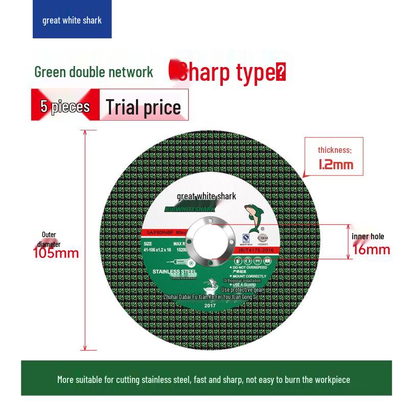 Great White Shark 105mm Stainless Steel Cutting & Polishing Disc for Angle Grinders
Great White Shark 105mm Stainless Steel Cutting & Polishing Disc for Angle Grinders