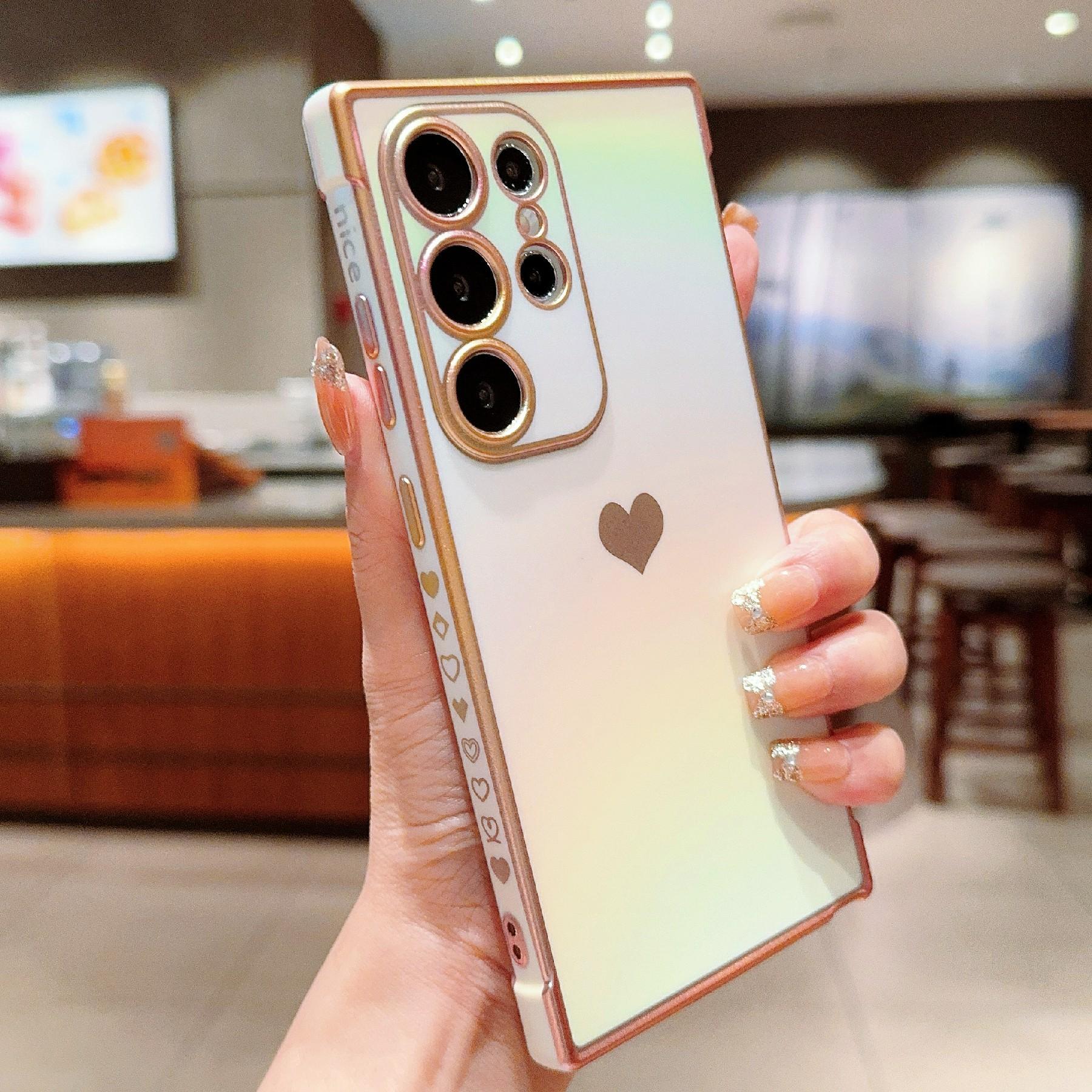 For Samsung Galaxy S25 Ultra Case Dazzling Design Electroplating Heart Pattern TPU Phone Cover White
For Samsung Galaxy S25 Ultra Case Dazzling Design Electroplating Heart Pattern TPU Phone Cover White