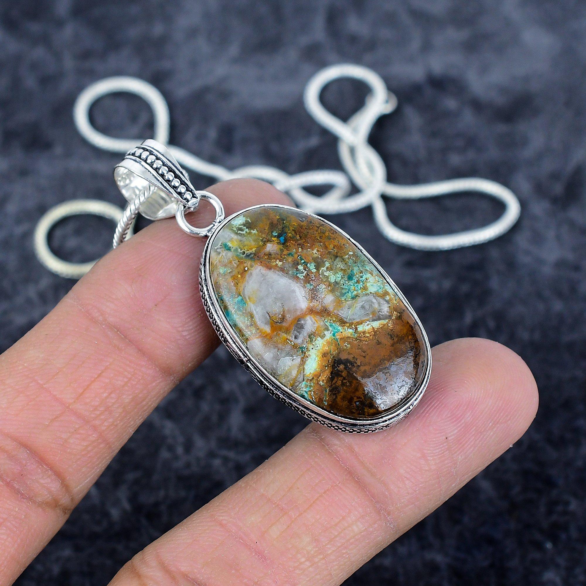 Chrysocolla Gemstone Handmade 925 Sterling Silver Jewelry Pendant 2.01 M-2945
Chrysocolla Gemstone Handmade 925 Sterling Silver Jewelry Pendant 2.01 M-2945