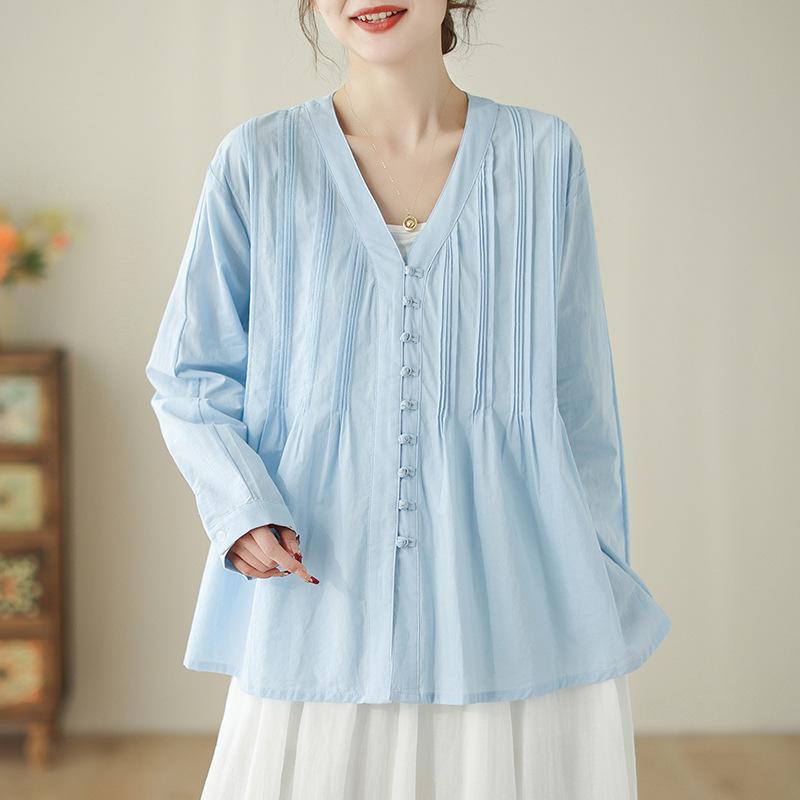 Women s Blue V-Neck Cotton Linen Cardigan - New Chinese Style, Loose Fit, Slimming Design L светло-синий
Women s Blue V-Neck Cotton Linen Cardigan - New Chinese Style, Loose Fit, Slimming Design L светло-синий
