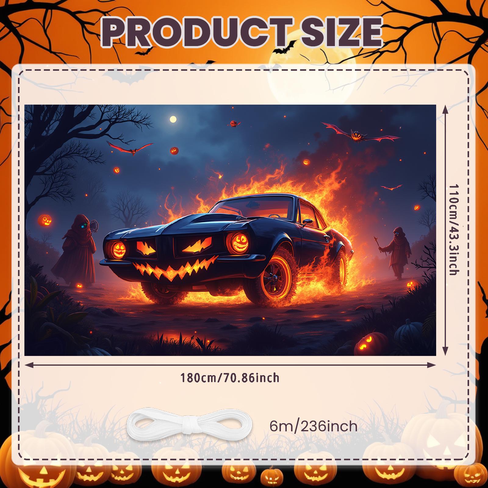 Spooky Backdrop Flaming Car Seasonal Banner Haunted House Decor Pumpkin Design Halloween Banner For Scary Gathering Outdoor
Spooky Backdrop Flaming Car Seasonal Banner Haunted House Decor Pumpkin Design Halloween Banner For Scary Gathering Outdoor