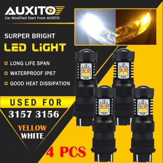 4X 3157 3156 LED Switchback White Yellow amber Turn Signal Light DRL Bulb
4X 3157 3156 LED Switchback White Yellow amber Turn Signal Light DRL Bulb