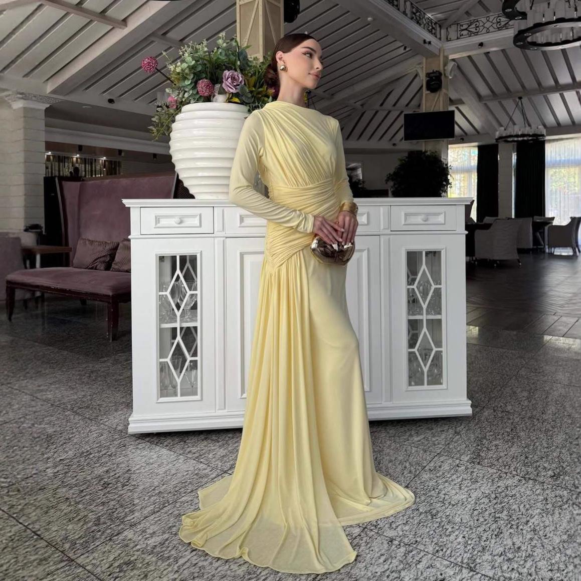 2025 Summer Elegant Ruffled Long-Sleeve Evening Dress with Slit L жовтий
2025 Summer Elegant Ruffled Long-Sleeve Evening Dress with Slit L жовтий