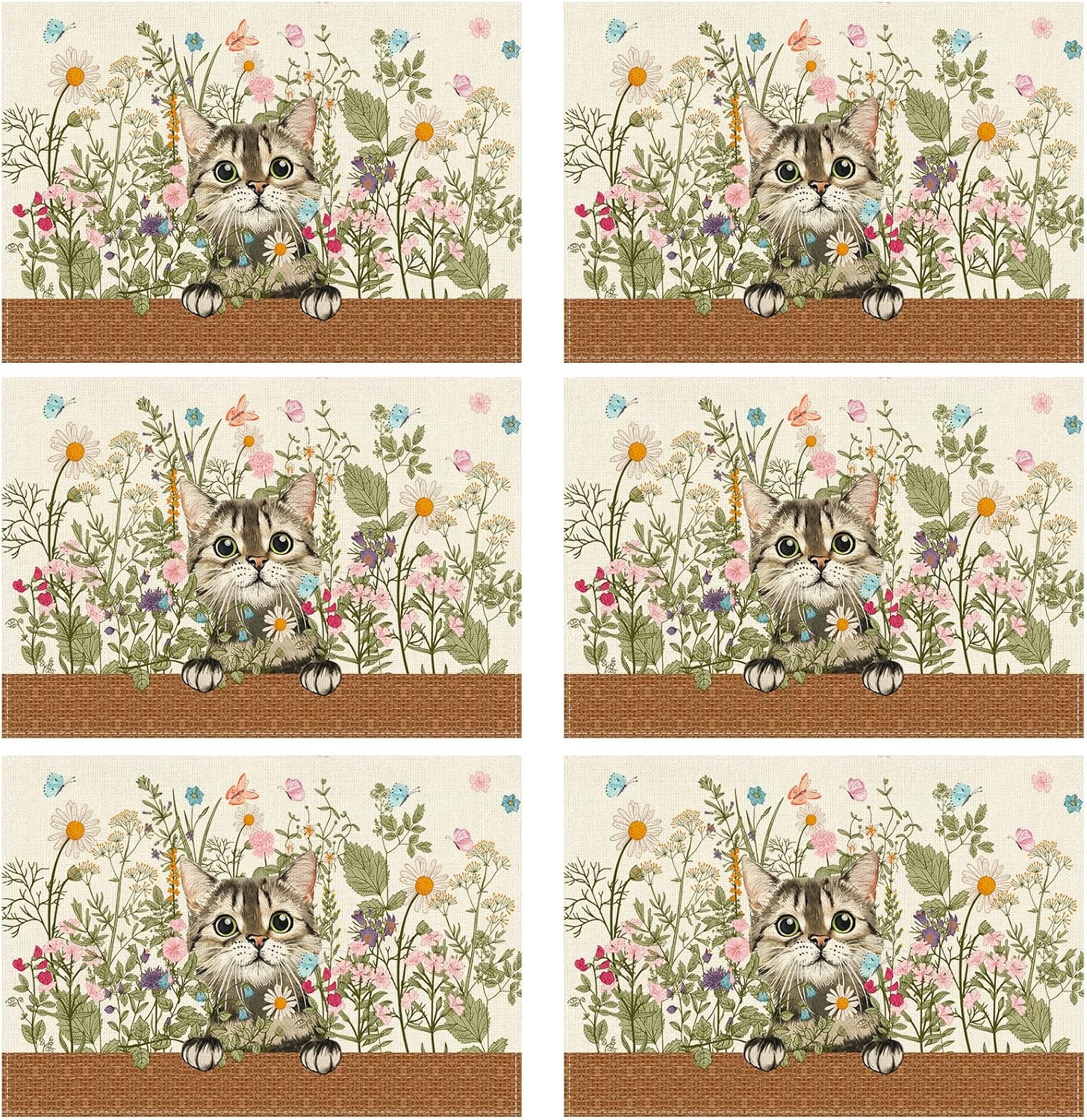 Wildflowers Cat Daisy Spring Placemats Set of 6 Summer Table Mats for Party Home Kitchen Dining Table Decorations 12x18 Inch 6pcs-12x18
Wildflowers Cat Daisy Spring Placemats Set of 6 Summer Table Mats for Party Home Kitchen Dining Table Decorations 12x18 Inch 6pcs-12x18