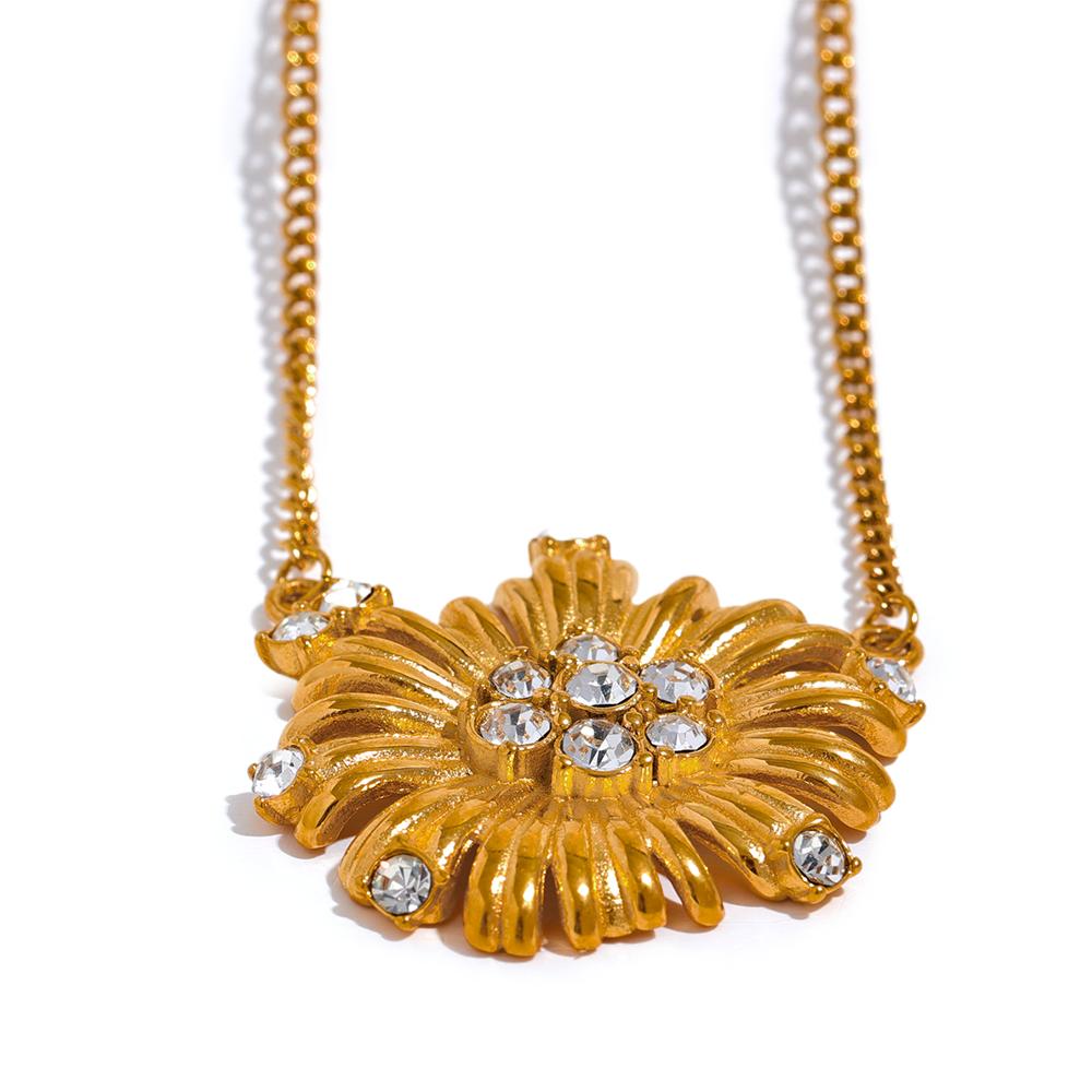 Yhpup Stylish CZ Zircon Stainless Steel Flower Pendant Necklace Gold Color 18K PVD Plated Popular Jewelry Bijoux Gala Gift
Yhpup Stylish CZ Zircon Stainless Steel Flower Pendant Necklace Gold Color 18K PVD Plated Popular Jewelry Bijoux Gala Gift