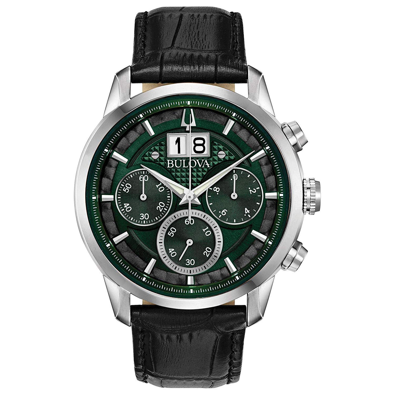 Bulova Men s Classic Sutton 6-Hand Chronograph Calendar Big Date Leather Strap Quartz Watch, Domed Mineral Crystal, 44mm
Bulova Men s Classic Sutton 6-Hand Chronograph Calendar Big Date Leather Strap Quartz Watch, Domed Mineral Crystal, 44mm