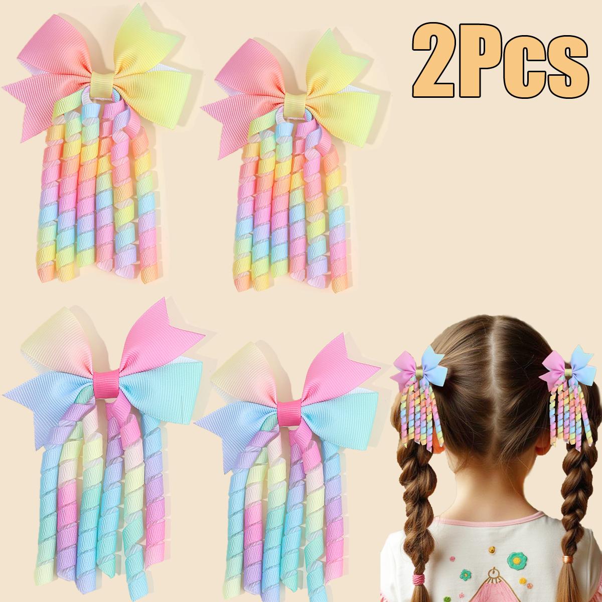 2Pcs Ribbon-Tassel Hair Clips Popular Sweet Rainbow Curly Ribbon Double Ponytail Hairpin Baby Girl Hair Accessories For Children
2Pcs Ribbon-Tassel Hair Clips Popular Sweet Rainbow Curly Ribbon Double Ponytail Hairpin Baby Girl Hair Accessories For Children
