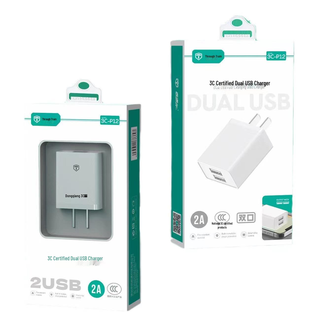 Dual USB Smartphone Charger - 3C Certified Universal Power Adapter
Dual USB Smartphone Charger - 3C Certified Universal Power Adapter