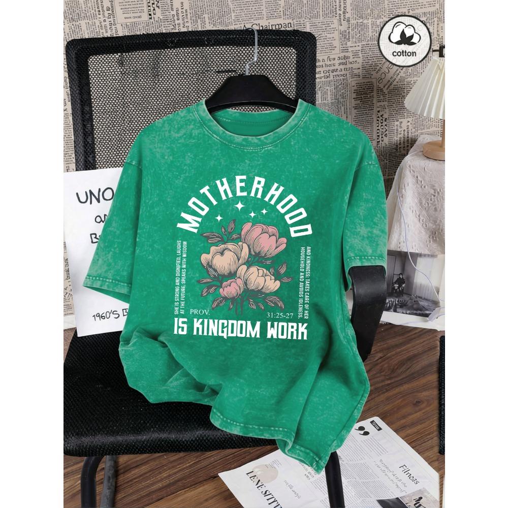 Motherhood Is Kingdom Work Flower Prints Washed T Shirt Woman Summer Tee Shirts Cotton Clothes O-Neck Hip Hop Short Sleeve 3XL
Motherhood Is Kingdom Work Flower Prints Washed T Shirt Woman Summer Tee Shirts Cotton Clothes O-Neck Hip Hop Short Sleeve 3XL