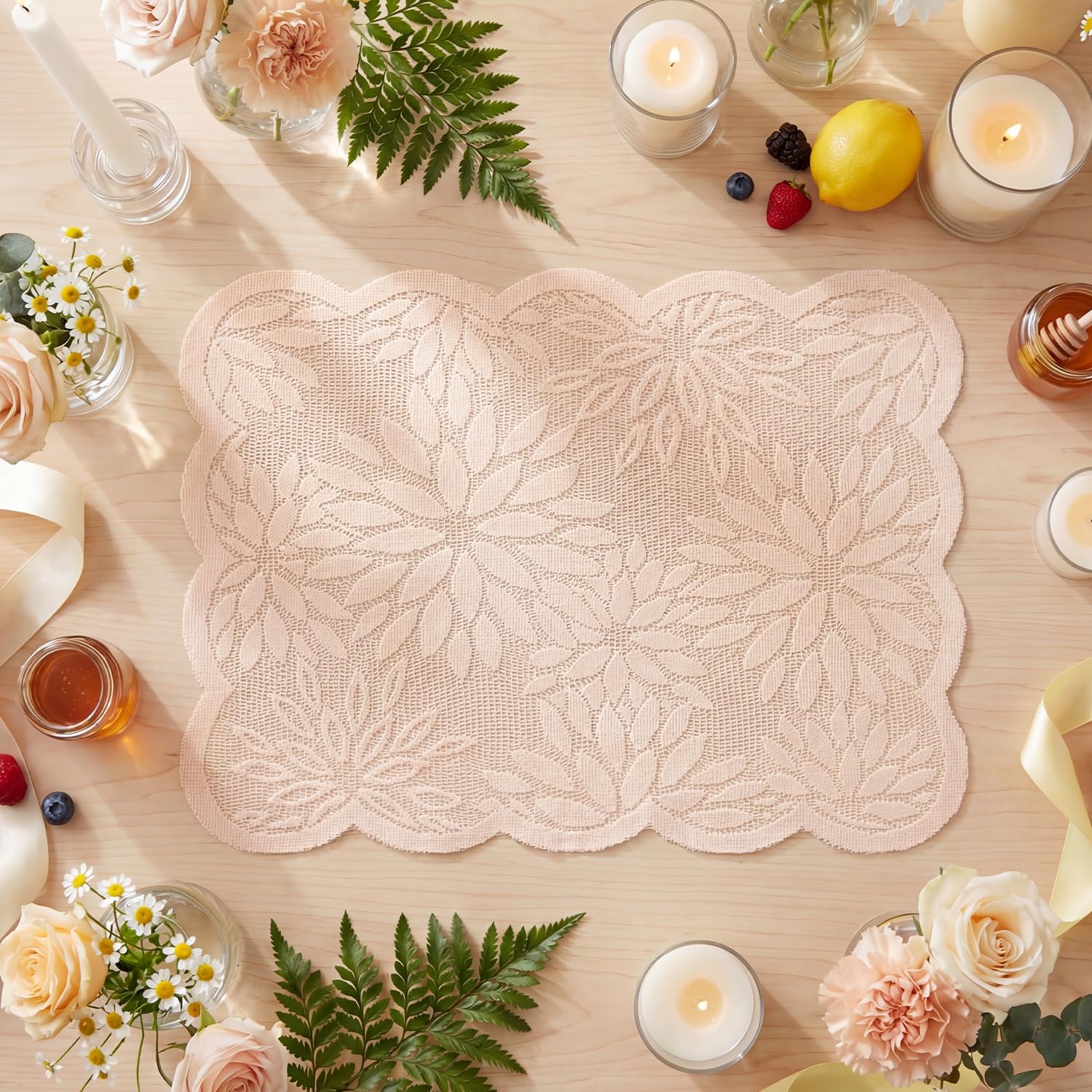 Yellow Dahlia Lace Placemats Set of 4, 12x18 Inch Table Mats for Wedding Anniversary Party Dining Table Decoration 12 x 18 , Rectangular 4 Pcs
Yellow Dahlia Lace Placemats Set of 4, 12x18 Inch Table Mats for Wedding Anniversary Party Dining Table Decoration 12 x 18 , Rectangular 4 Pcs