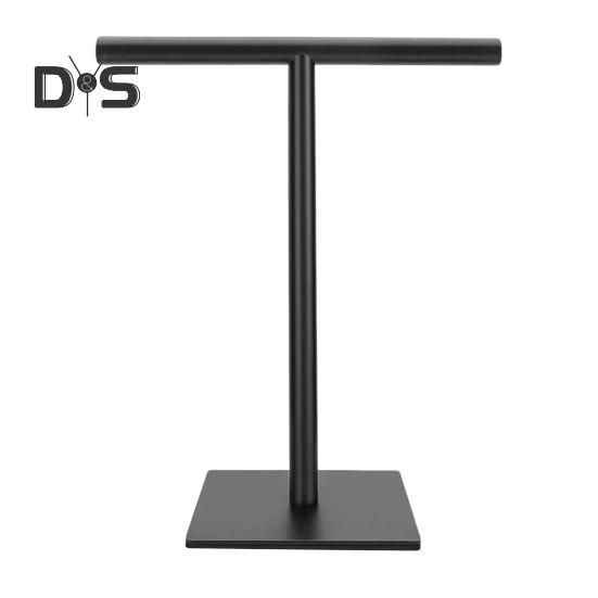 Т-образная вешалка для полотенец, органайзер для хранения, устойчивая к ржавчине, простая в установке, держатель для полотенец для рук с тяжелым основанием Square чёрный