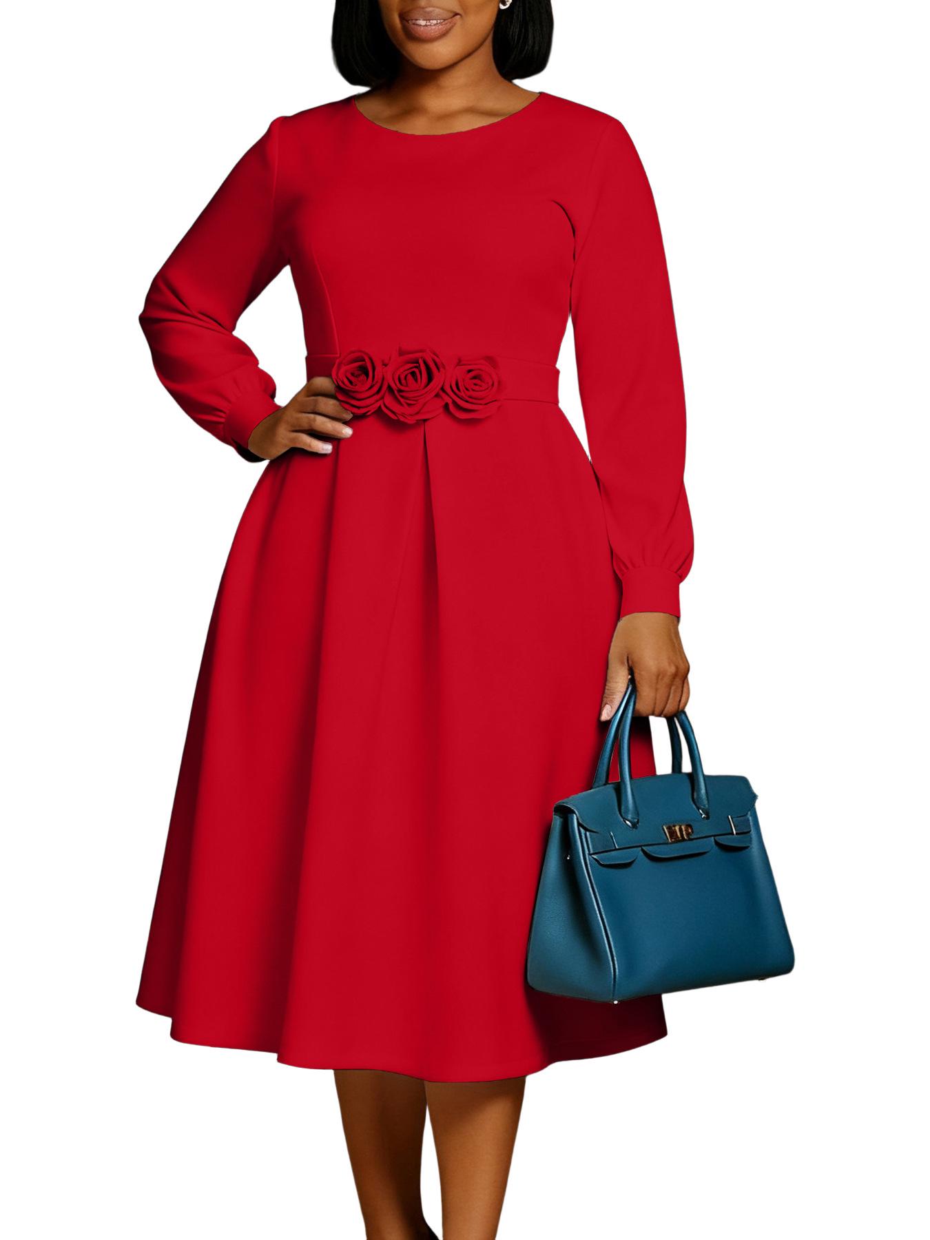 BN365 Women s Solid Color Round Neck Floral Dress - New Autumn/Winter Collection Extra Large красный
BN365 Women s Solid Color Round Neck Floral Dress - New Autumn/Winter Collection Extra Large красный