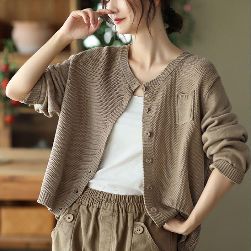 Весенний ретро хлопковый вязаный кардиган женский с воротником-стойкой, длинными рукавами, осенняя куртка, модная повседневная верхняя одежда XS хаки
Весенний ретро хлопковый вязаный кардиган женский с воротником-стойкой, длинными рукавами, осенняя куртка, модная повседневная верхняя одежда XS хаки
