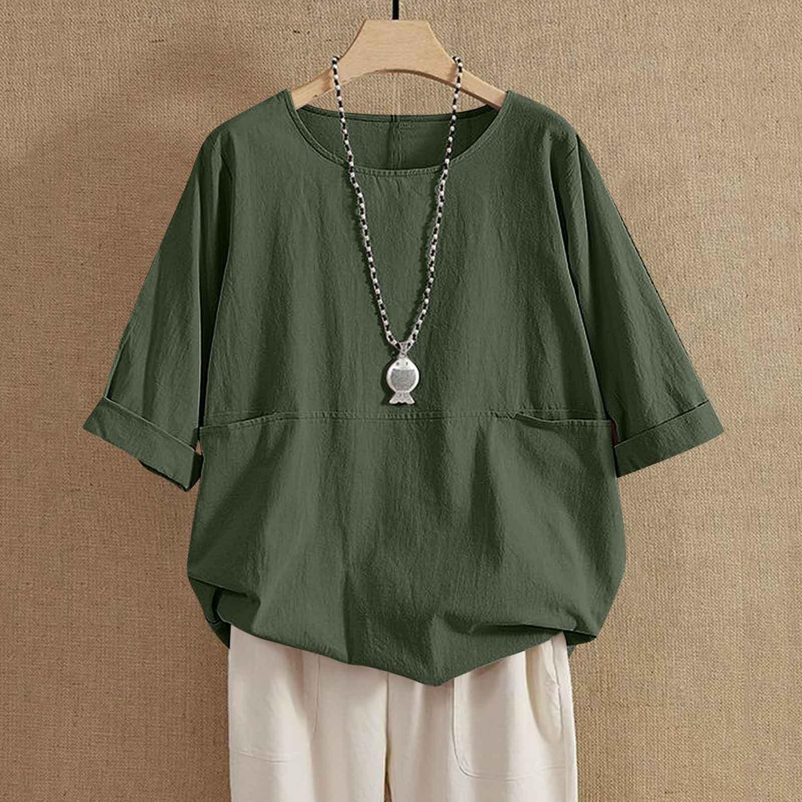 Женская рубашка из хлопка и льна, однотонная, рукав 1/2, свободная рубашка с круглым вырезом и пуговицами XXL
Женская рубашка из хлопка и льна, однотонная, рукав 1/2, свободная рубашка с круглым вырезом и пуговицами XXL