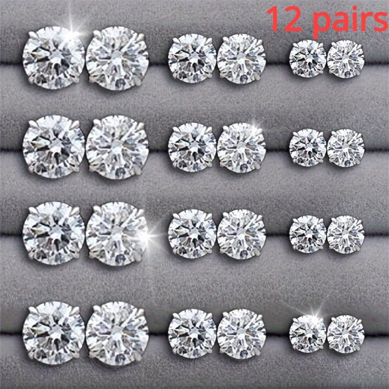 Women Silver Tone Multi Sizes Round Clear Zircon Stud Earrings 12 Pairs Set 12pair срібний
Women Silver Tone Multi Sizes Round Clear Zircon Stud Earrings 12 Pairs Set 12pair срібний