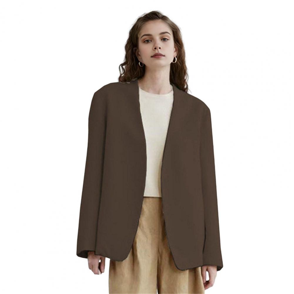 Женский пиджак без воротника с длинным рукавом и открытым передом, однотонный свободный деловой кардиган, офисное формальное пальто S кофейный
Женский пиджак без воротника с длинным рукавом и открытым передом, однотонный свободный деловой кардиган, офисное формальное пальто S кофейный