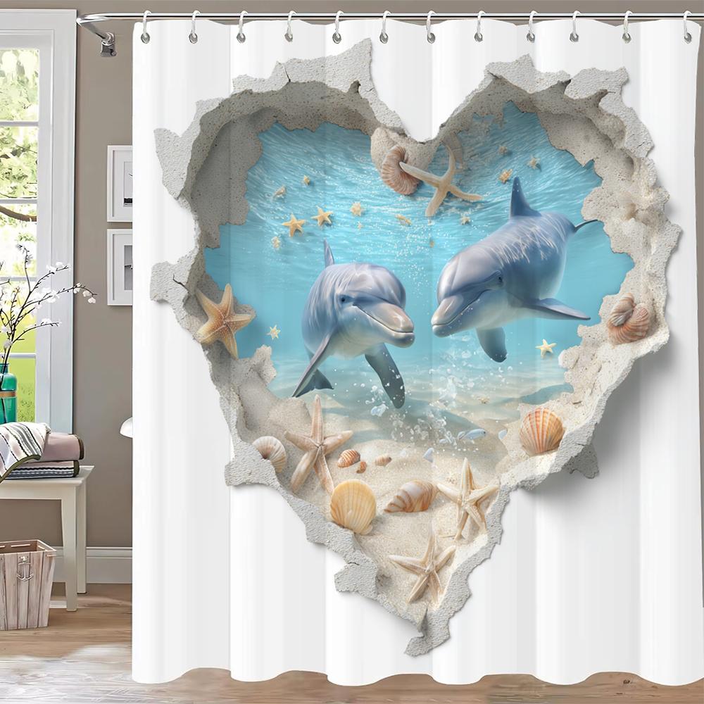 Funny Cartoon Love Dolphin Printed Shower Curtain, Bathroom Decorative Curtain, Waterproof Shower Curtain With Hooks W60H190(CM)-1 Pcs
Funny Cartoon Love Dolphin Printed Shower Curtain, Bathroom Decorative Curtain, Waterproof Shower Curtain With Hooks W60H190(CM)-1 Pcs