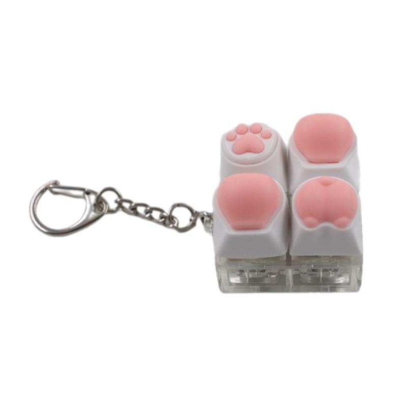 4 Button Key Switches Tester Stress Relief Toy Fun Gadget with LED Light Effects Keyboard Keycap Buttons Testing