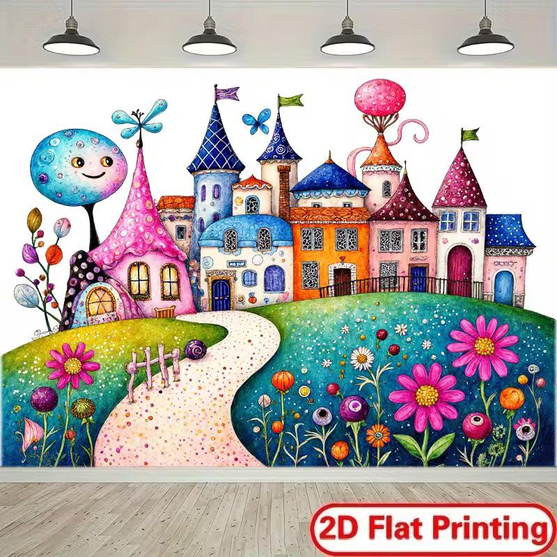 2D Magical Kingdom Backdrop, Cute Colorful Castle and Garden Illustration Background 47.2x31.5inch/120*80cm
2D Magical Kingdom Backdrop, Cute Colorful Castle and Garden Illustration Background 47.2x31.5inch/120*80cm