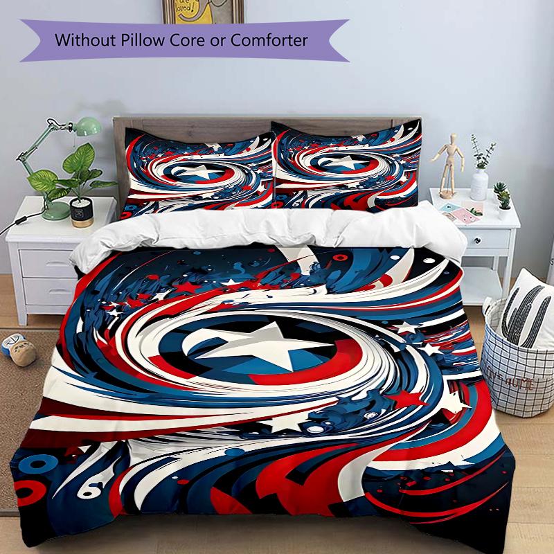 3pcs Captain America Shield Design Comforter Set with One Quilt Cover and Two Pillowcases (No Core) - Patriotic Home Decor, Festive Gift for Bedroom a 135x200cm
3pcs Captain America Shield Design Comforter Set with One Quilt Cover and Two Pillowcases (No Core) - Patriotic Home Decor, Festive Gift for Bedroom a 135x200cm
