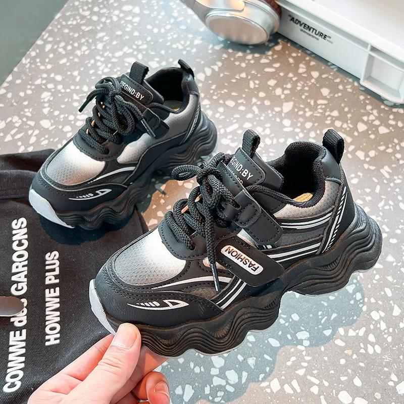 Детские короткие ботинки с боковой молнией для мальчиков и девочек, теплые ботинки для зимы 2024 года, новые модные детские зимние ботинки унисекс, однотонные, универсальные 27 чёрный