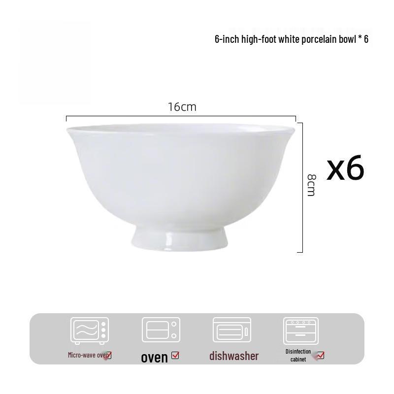 Ruhan 6-Inch High-Footed White Porcelain Multi-Purpose Bowl, Set of 6
Ruhan 6-Inch High-Footed White Porcelain Multi-Purpose Bowl, Set of 6