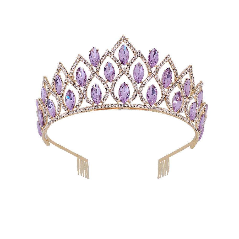 New Violet Rhinestone Bridal Crown Bridal Headdress with Headband
New Violet Rhinestone Bridal Crown Bridal Headdress with Headband
