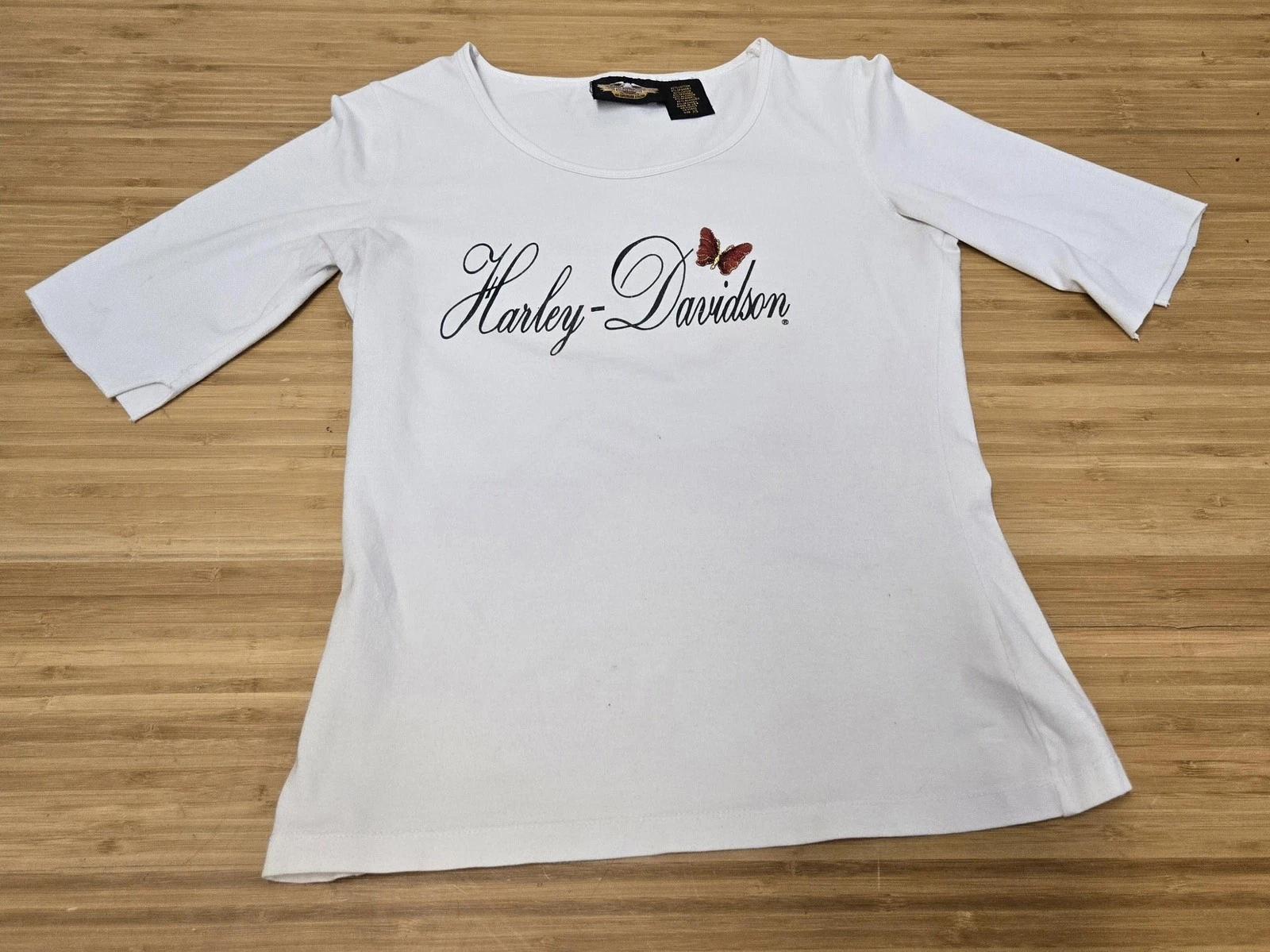 Harley Davidson Shirt Womens XS Butterfly Script Made USA 3/4 Sleeve Top M
Harley Davidson Shirt Womens XS Butterfly Script Made USA 3/4 Sleeve Top M