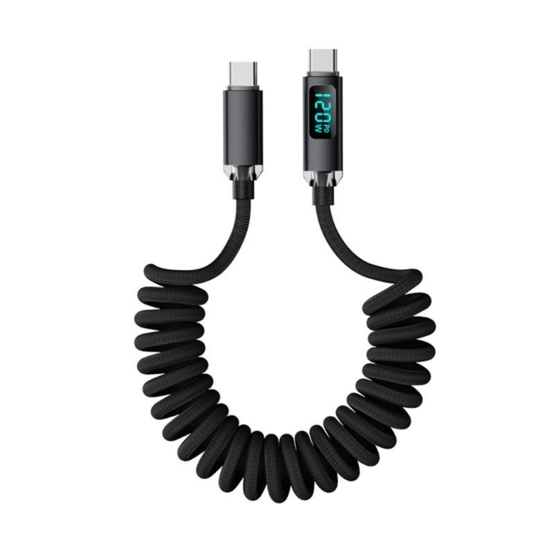 Spring Loaded USB C Charging Cord 120W Highly speed Power Delivery Braided Nylon Cable For Multiple Devices Data Cord чорний
Spring Loaded USB C Charging Cord 120W Highly speed Power Delivery Braided Nylon Cable For Multiple Devices Data Cord чорний
