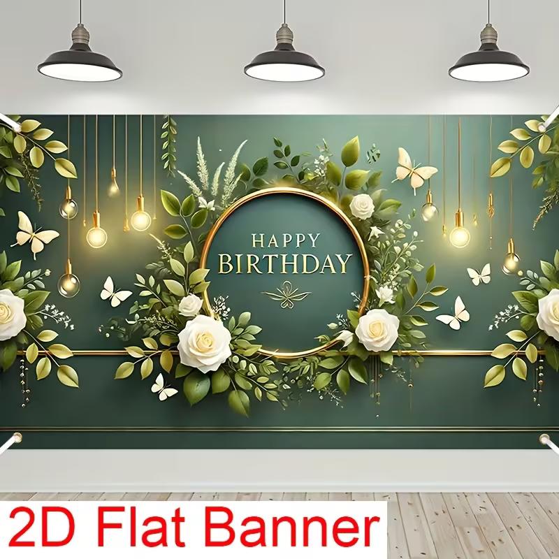 2D Happy Birthday Background Cloth with Botanical Elements, Butterflies & Gold Frame Banner 47.2x31.5inch/120*80cm
2D Happy Birthday Background Cloth with Botanical Elements, Butterflies & Gold Frame Banner 47.2x31.5inch/120*80cm