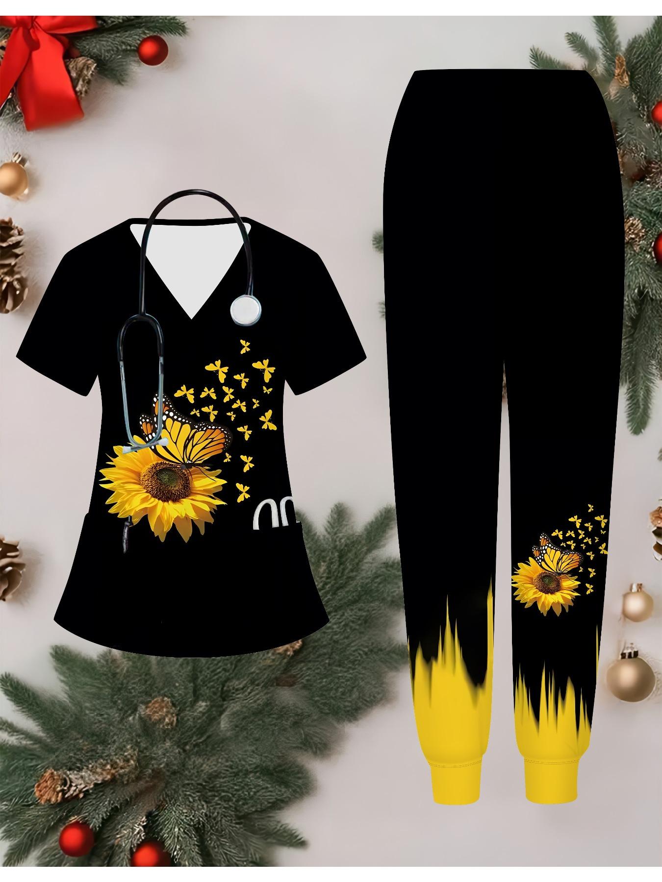 Женский комплект медсестры с 3D-принтом цветов, короткий рукав, длинные брюки с карманом, повседневный, модный, рождественский подарок L жёлтый
Женский комплект медсестры с 3D-принтом цветов, короткий рукав, длинные брюки с карманом, повседневный, модный, рождественский подарок L жёлтый
