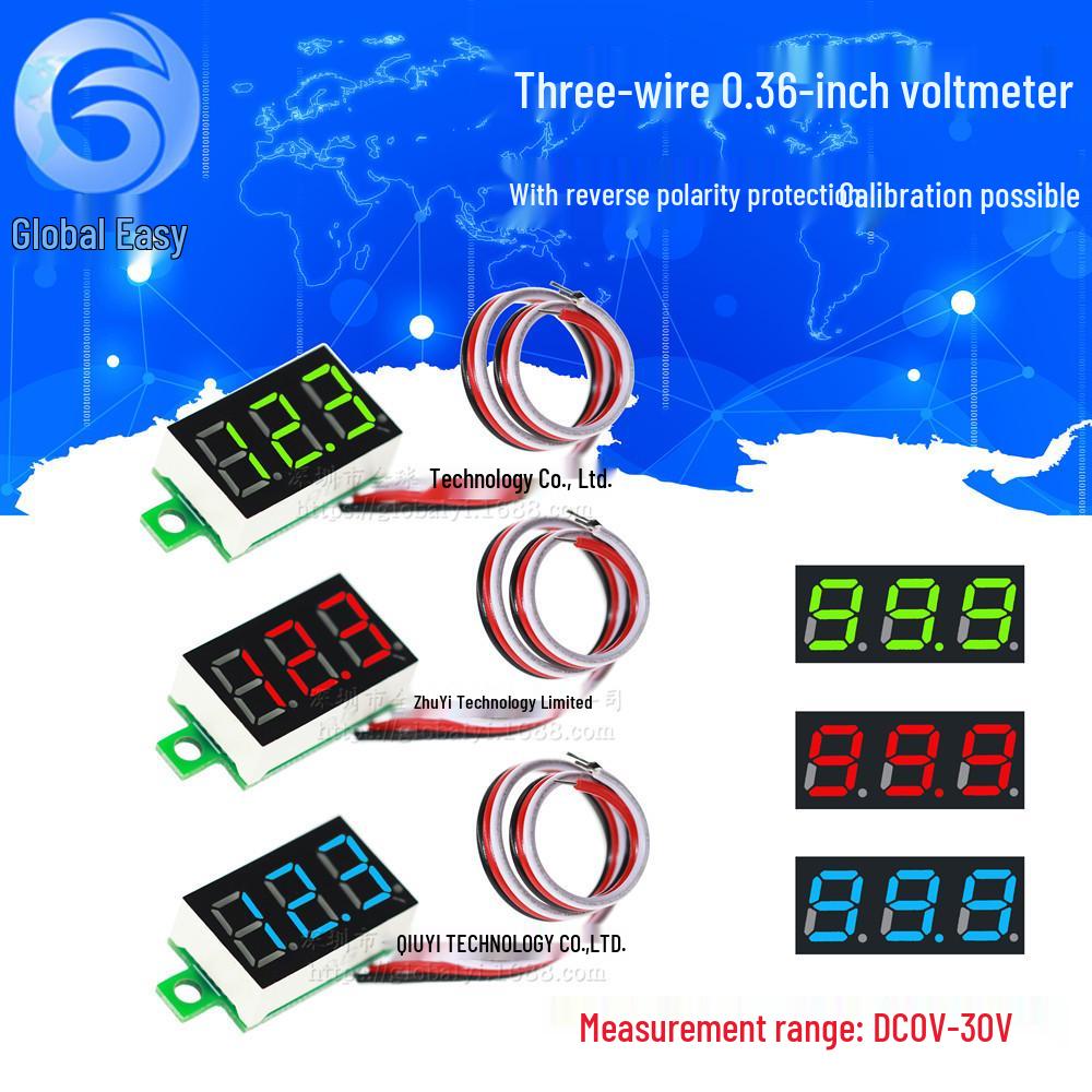 0.36 Inch Digital Three-Wire Motorcycle Voltmeter, DC 0V-30V Display Red 3-wire
0.36 Inch Digital Three-Wire Motorcycle Voltmeter, DC 0V-30V Display Red 3-wire