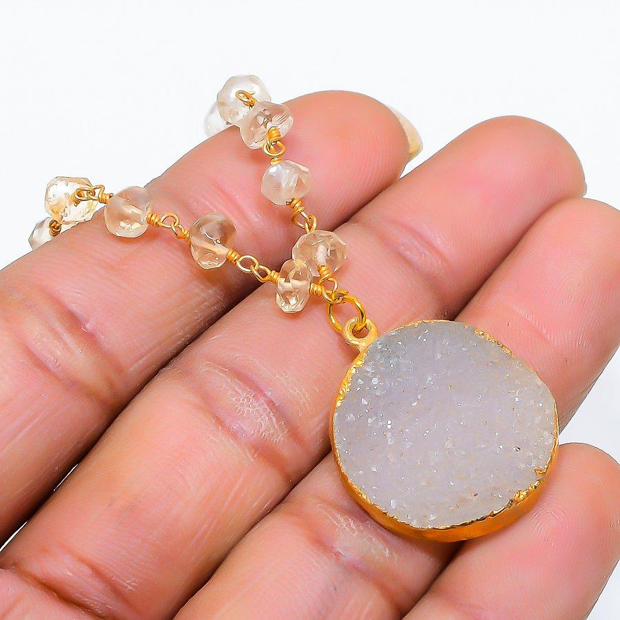 Hememorphite Druzy, Topaz Gemstone 925 Sterling Silver Jewelry Necklace 20 GK-5351
Hememorphite Druzy, Topaz Gemstone 925 Sterling Silver Jewelry Necklace 20 GK-5351