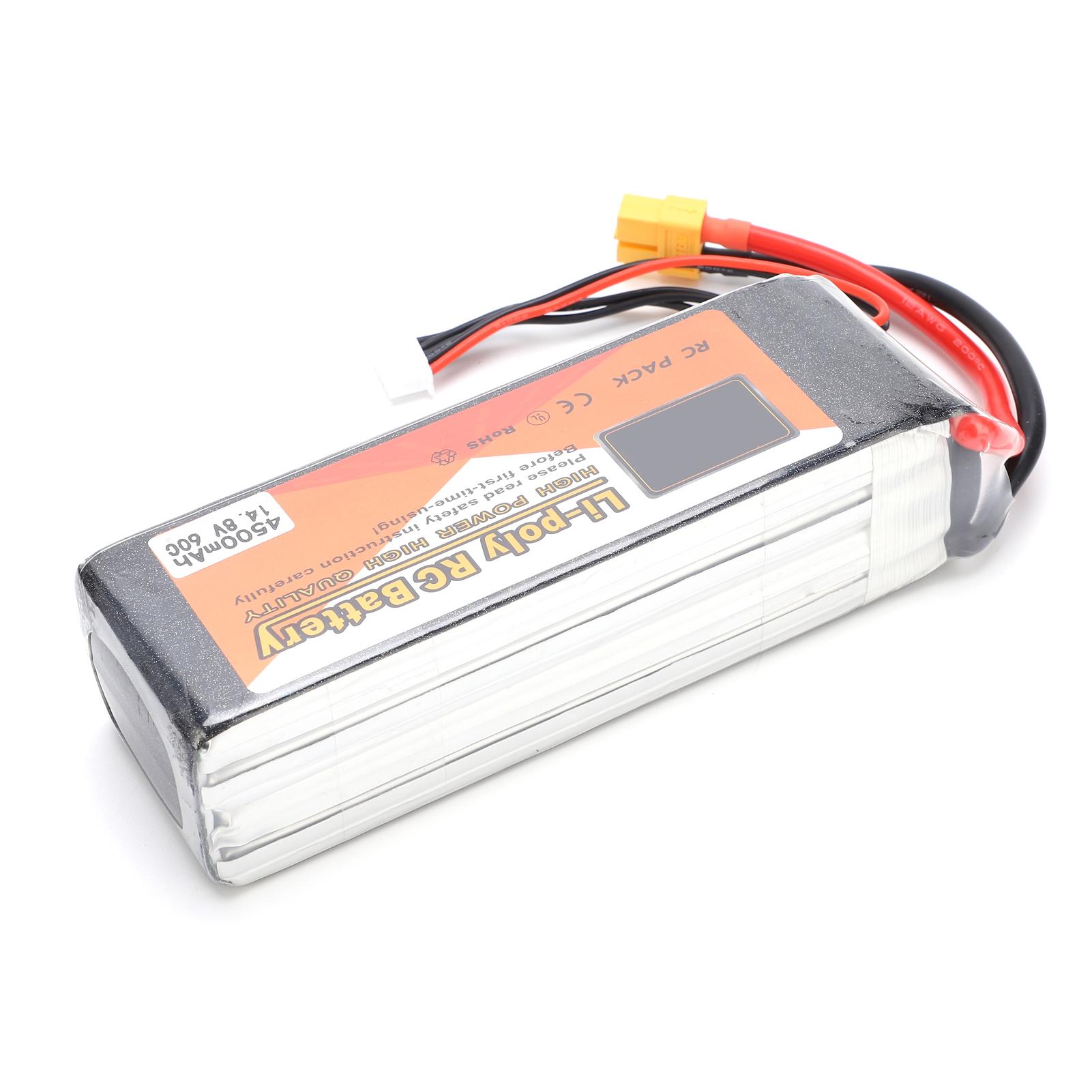 14.8V 4500mAh 4S 60C Lipo Battery Pack with XT60 Plug RC Battery for RC Car Boat Helicopter Drone
14.8V 4500mAh 4S 60C Lipo Battery Pack with XT60 Plug RC Battery for RC Car Boat Helicopter Drone